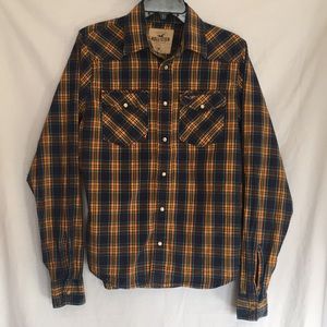 Hollister Mens Long Sleeve Pearl Snap Up Shirt